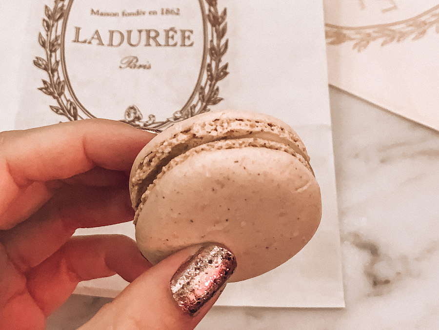 Vanilla macaron at Ladurée, a world-renowned French luxury patisserie