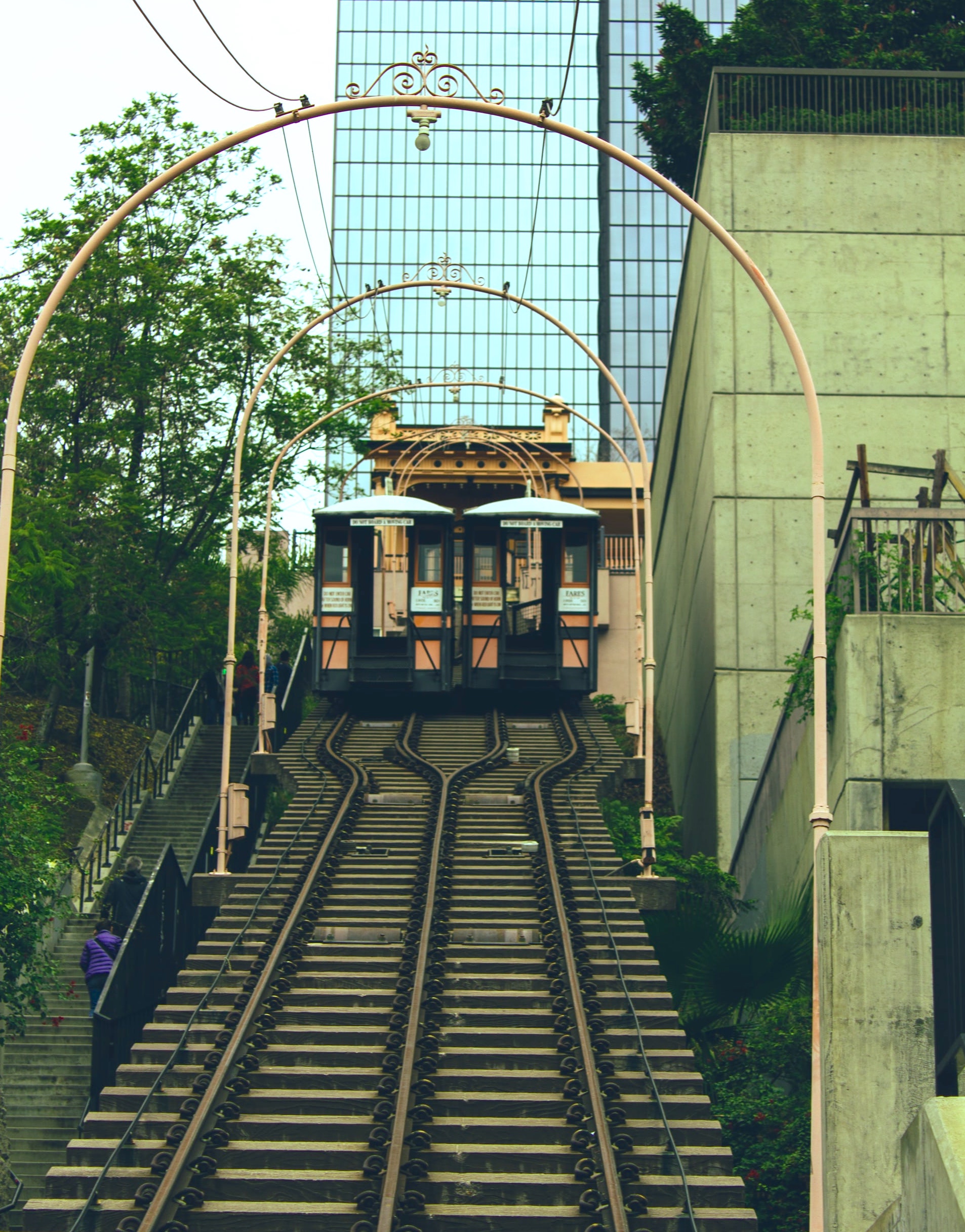 View of the cable cars at Angels Flight