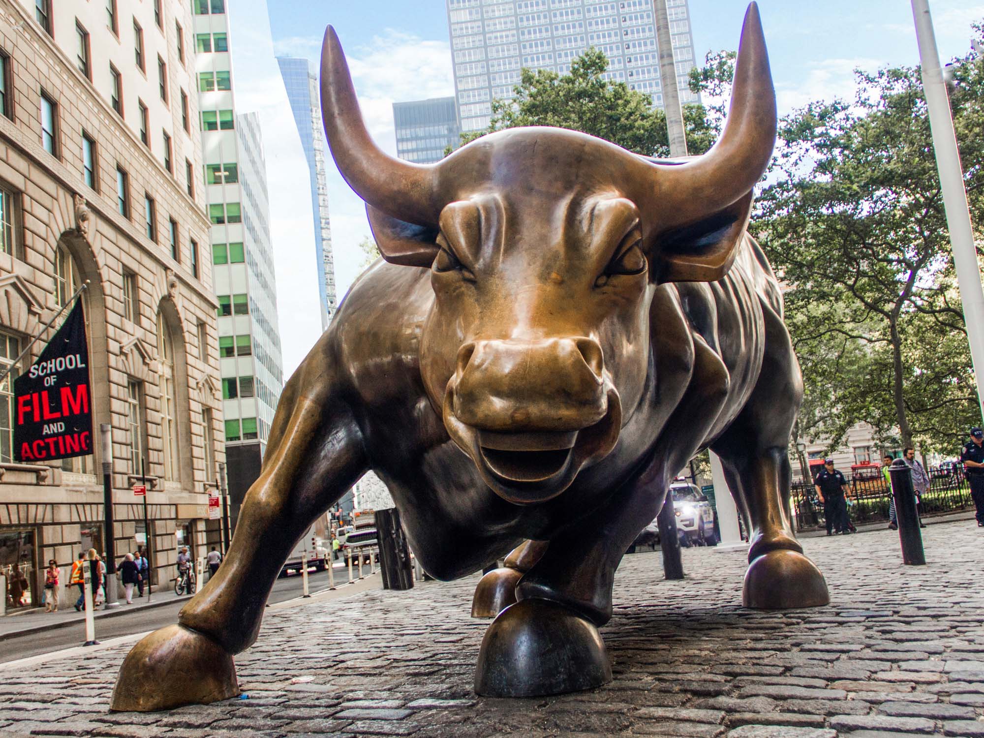 The Charging Bull statue in the Financial District