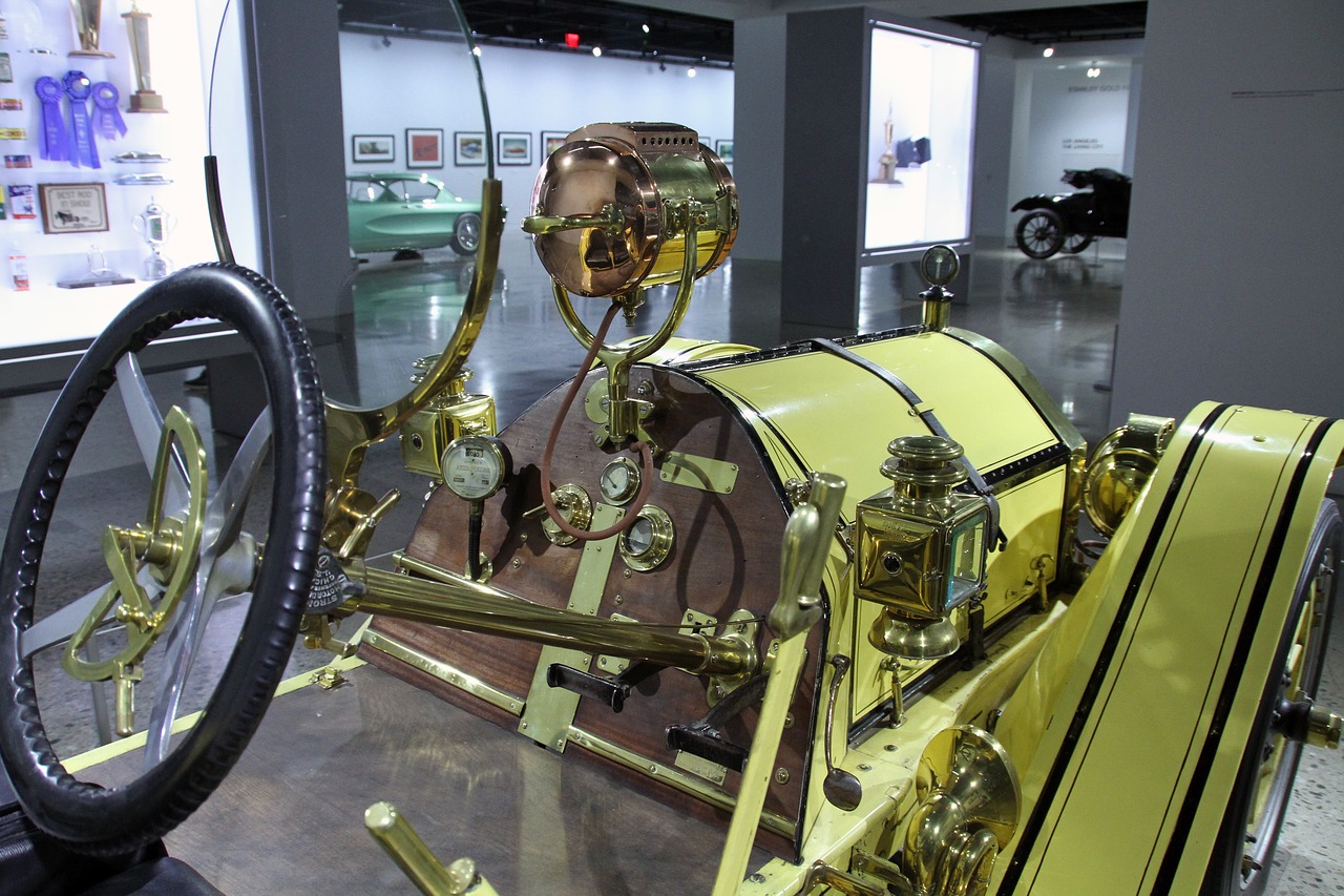 antique car display in LA museum