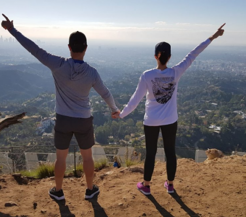 hikers on private tour of Hollywood sign