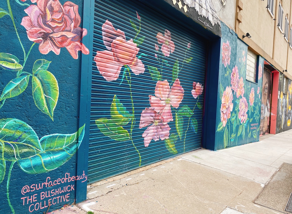 Brooklyn Bushwick Street mural with flowers