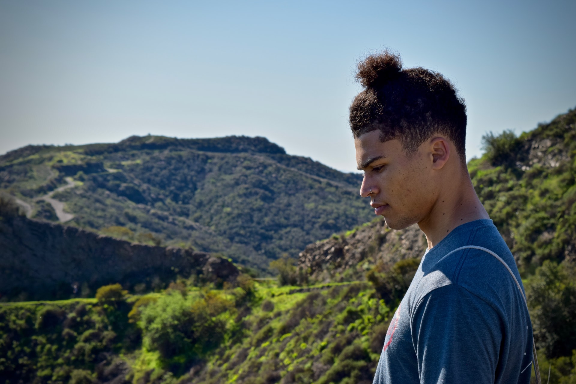 Hiker looking down from view at Runyon Canyon Park