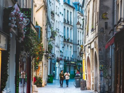 Le Marais neighborhood street in Paris