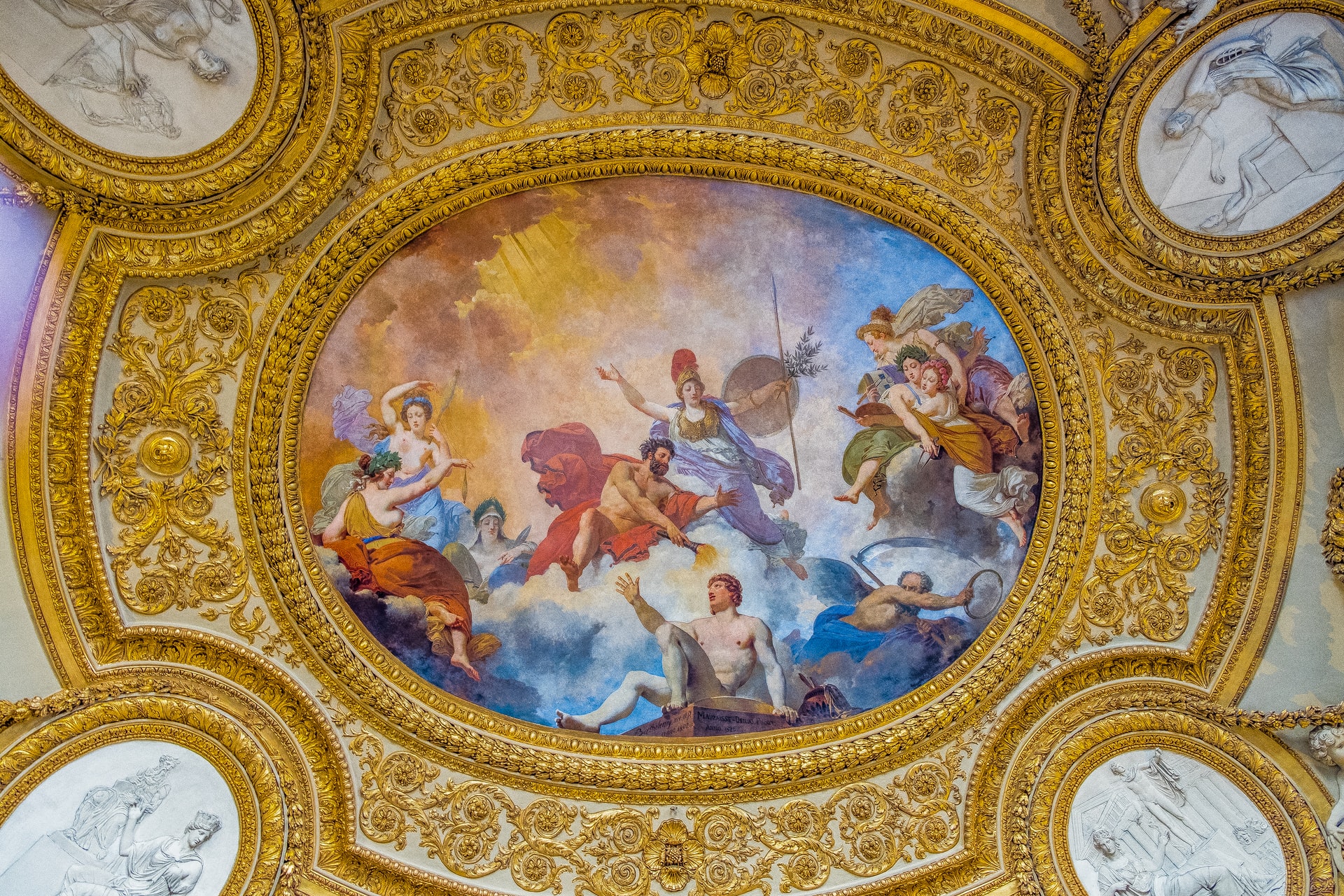 Painted ceiling inside the Louvre