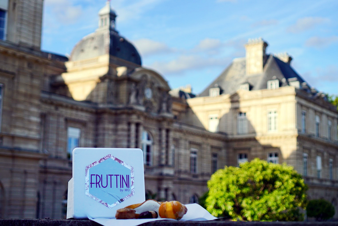 Parisian Fruttini by Mo chocolates in front of the Luxembourg palace
