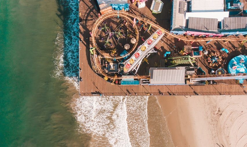 Santa Monica amusement park seen from overhead