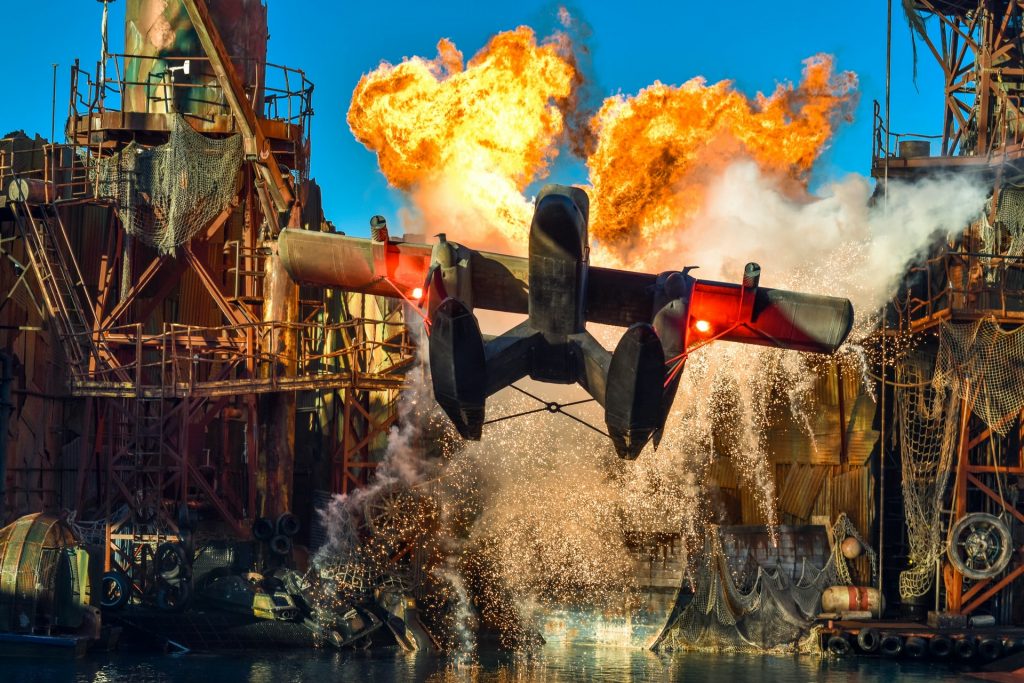 Show with an airplane, fire and other special effects at Universal Studios Hollywood