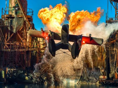Show with an airplane, fire and other special effects at Universal Studios Hollywood
