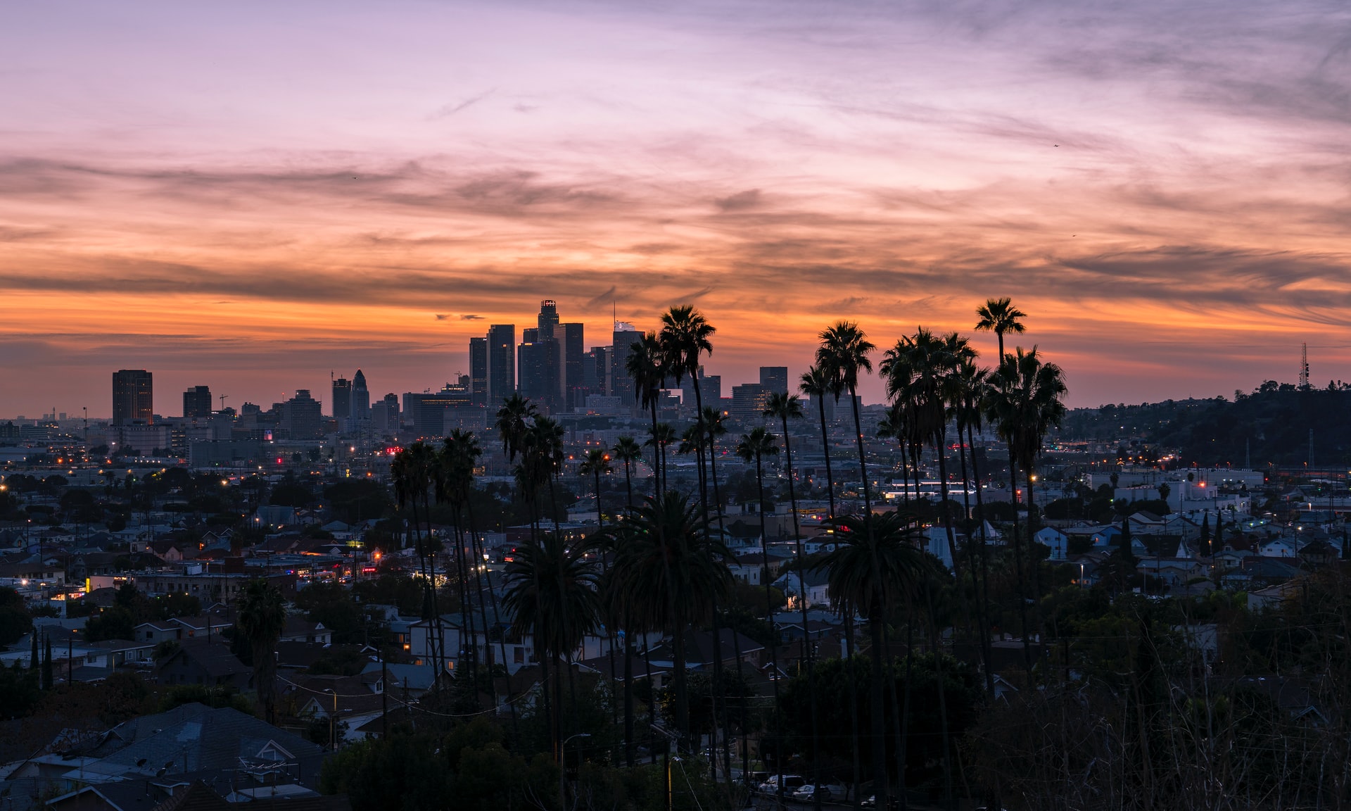 magical sunset view of LA