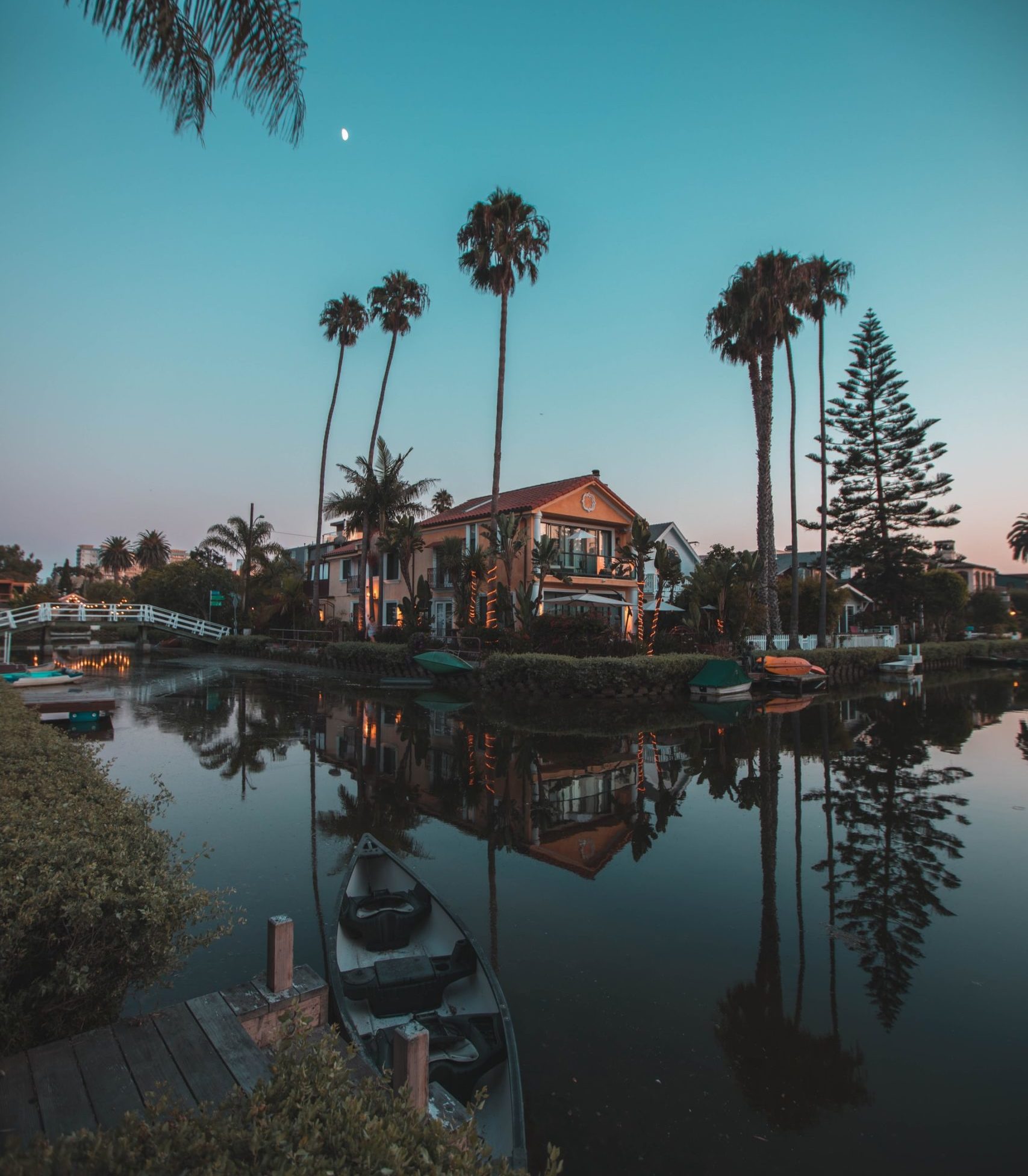 Venice beach canals at night