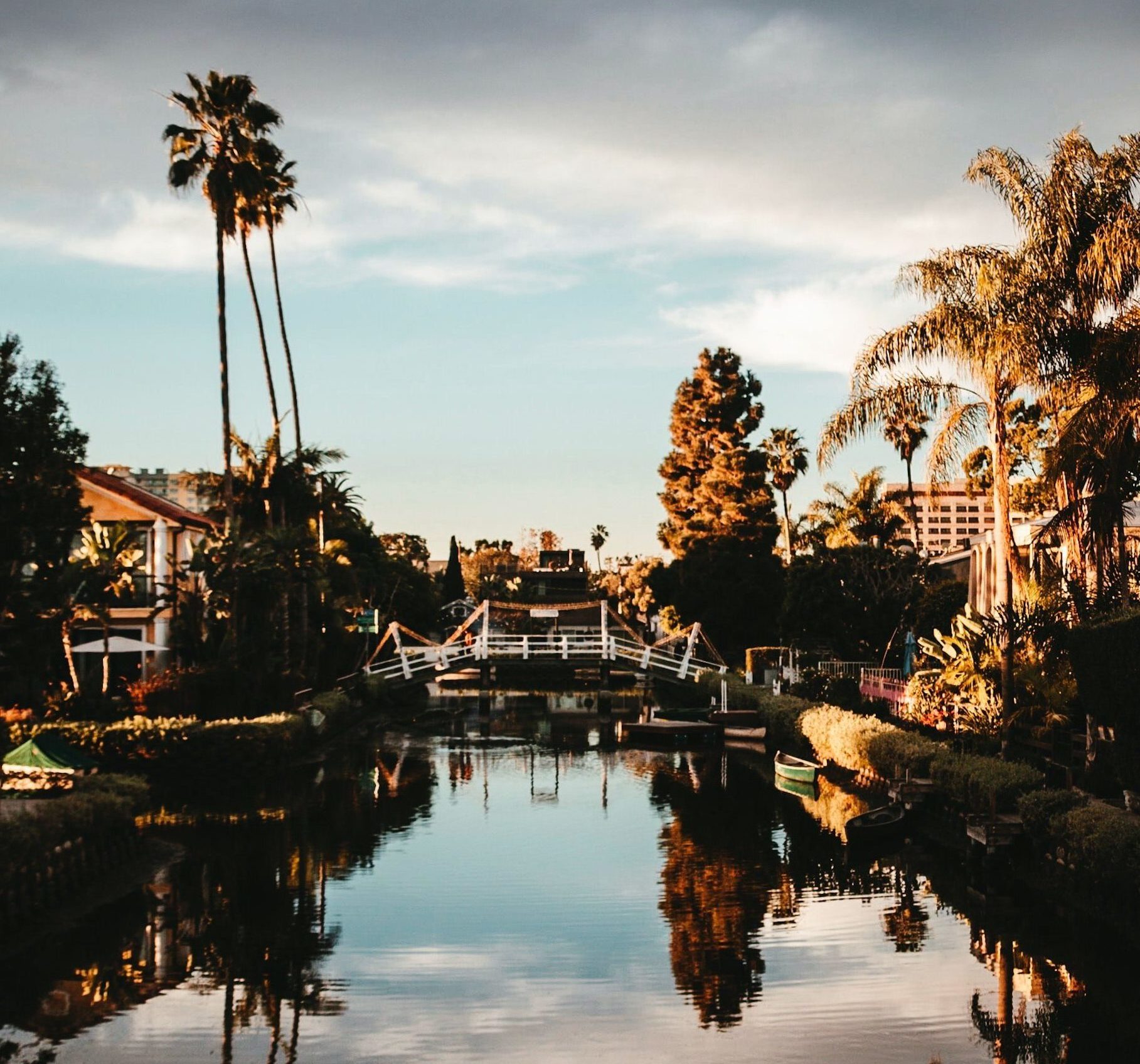 reflection in the venice canals in california