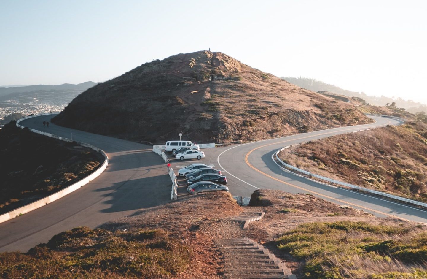 Cars parked on Twin Peaks in San Francisco