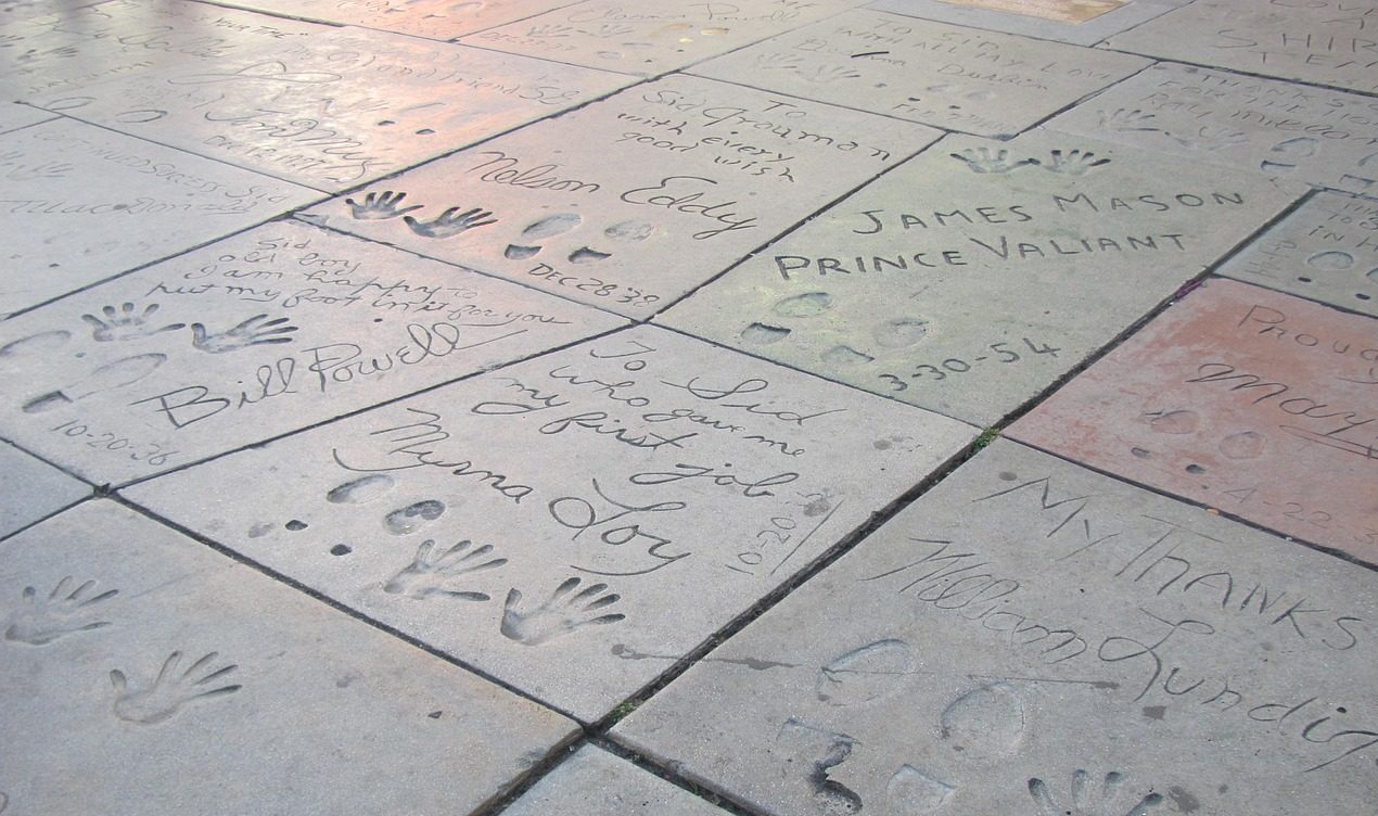 Celebrity handprints and footprints outside Grauman's Chinese Theatre in Los Angeles