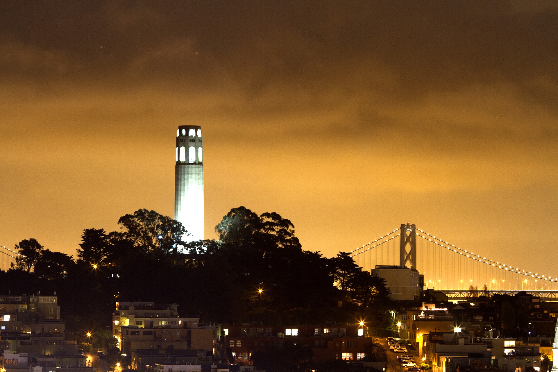 Coit Tower during golden hour