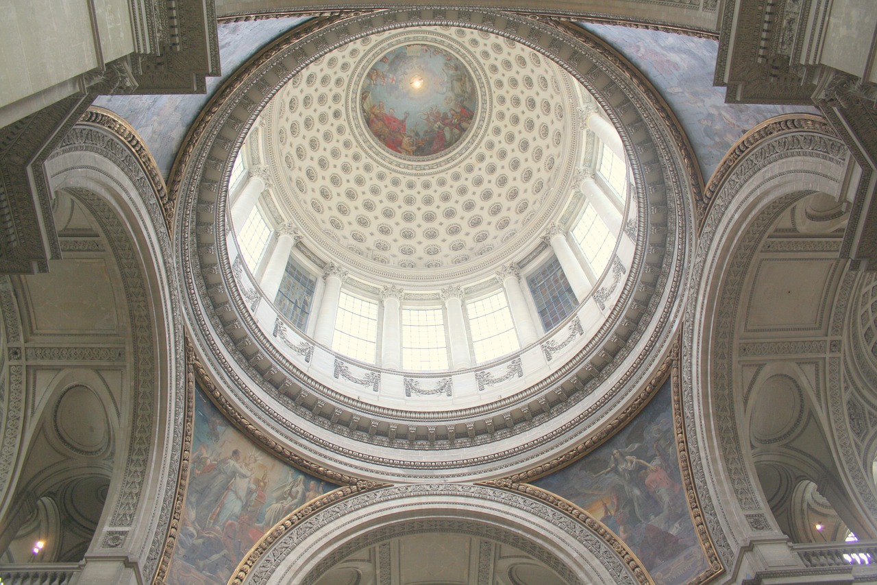 Dome inside the Pantheon in Paris