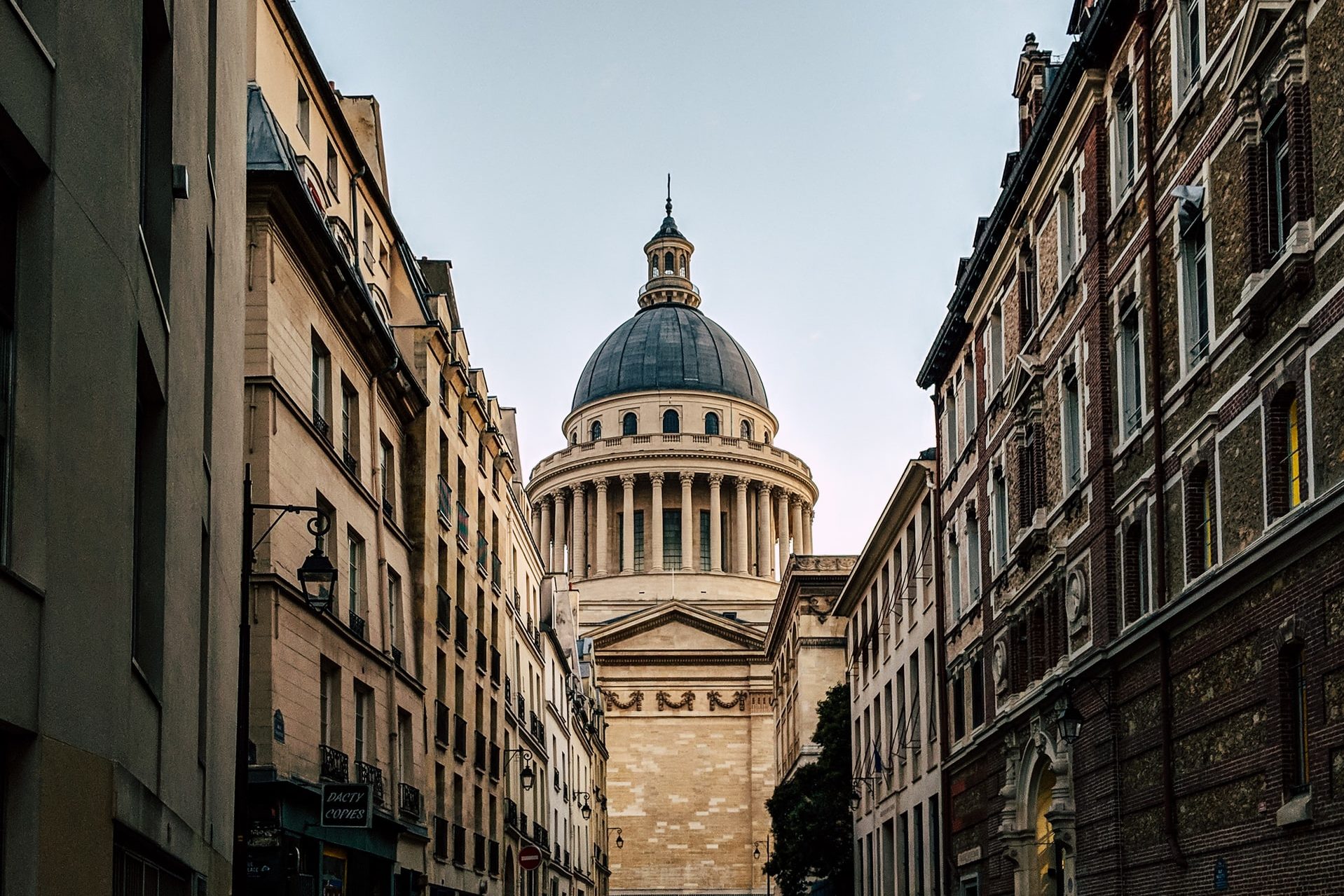 View of the Pantheon in Paris from a side street