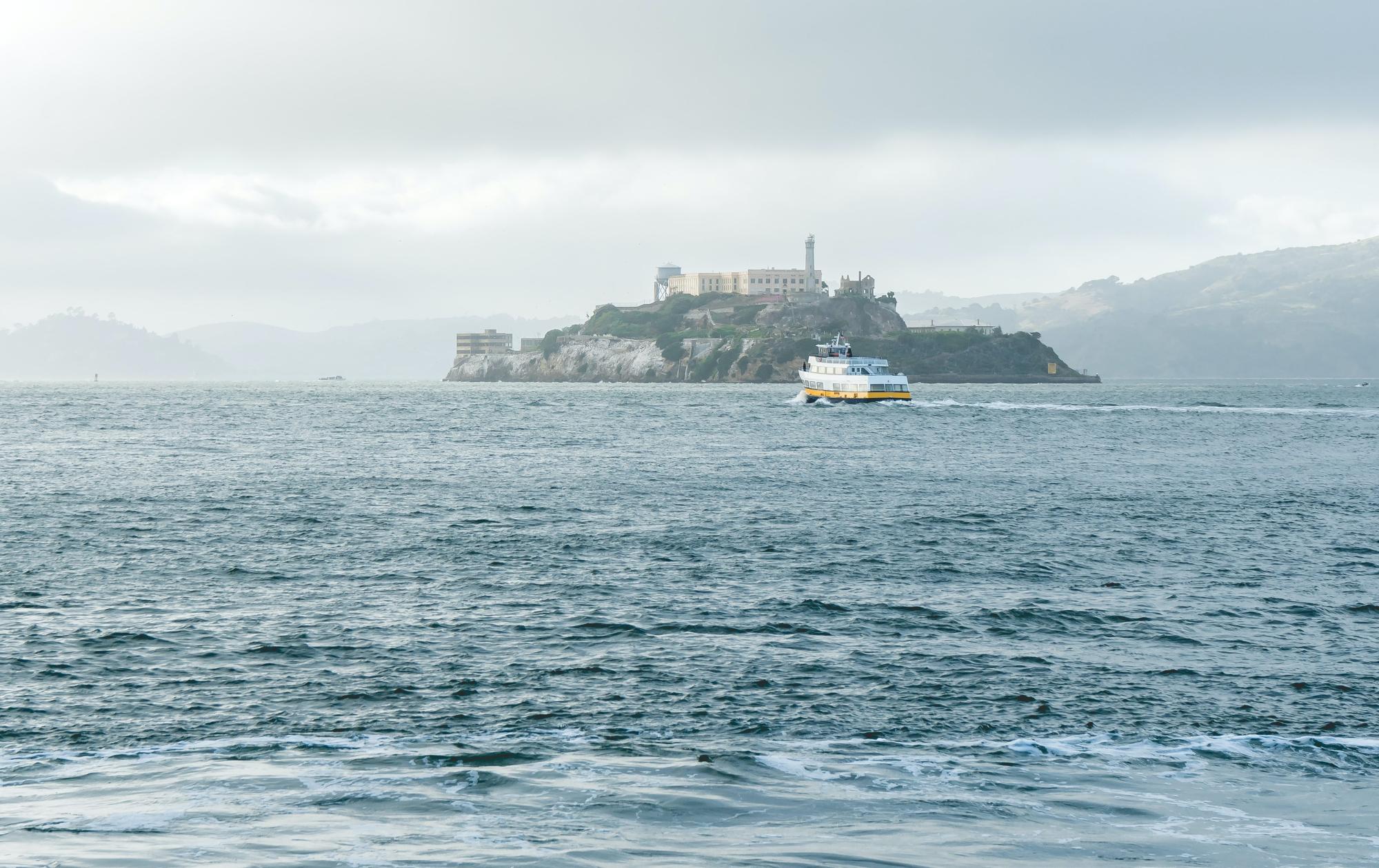 alcatraz island seen from a distance at Fisherman's Wharf