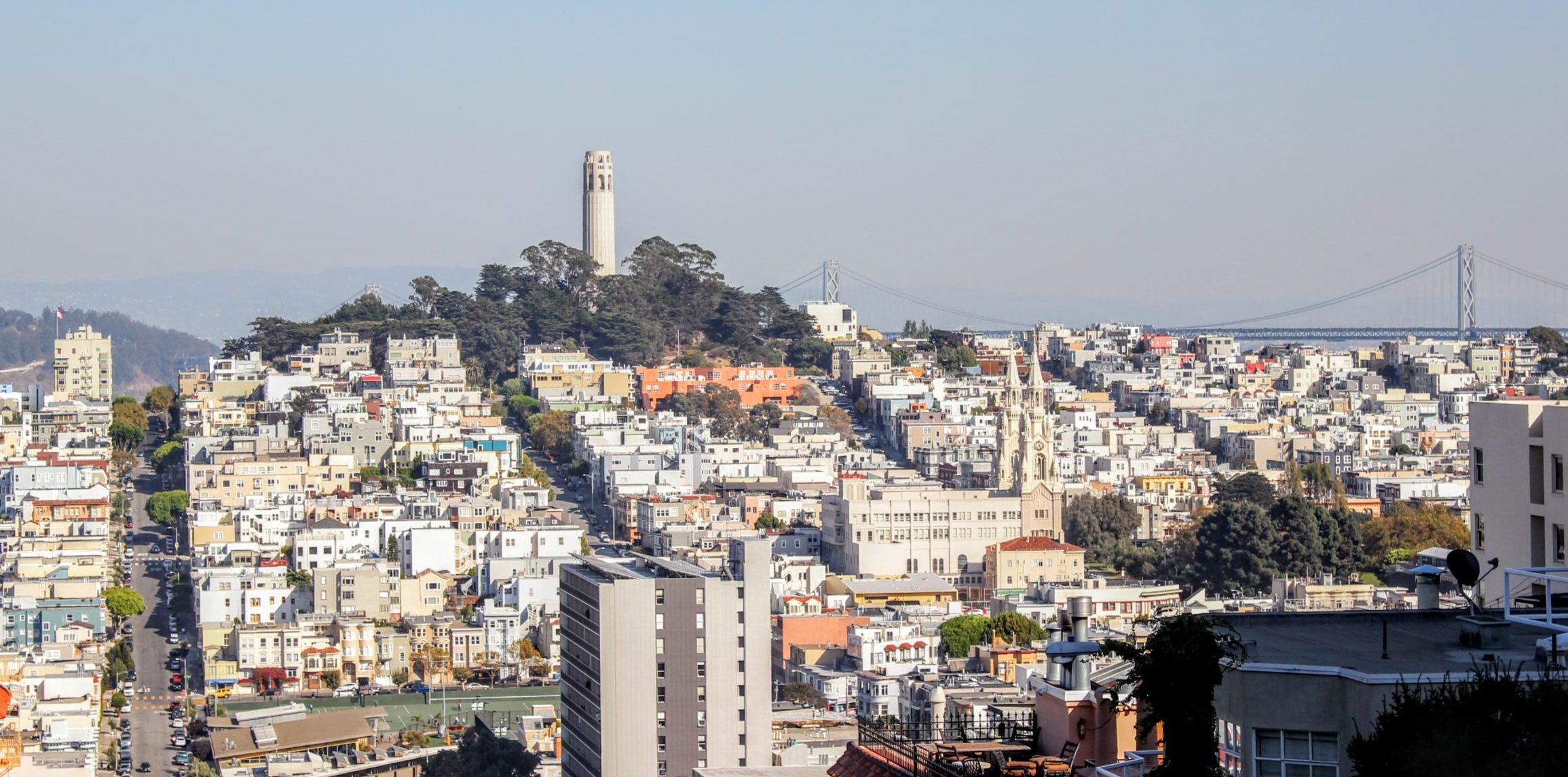 Coit Tower on top of Telegraph Hill 