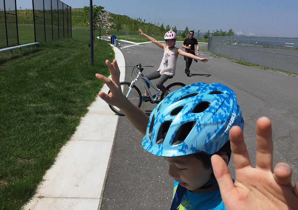 kids biking on Governors Island