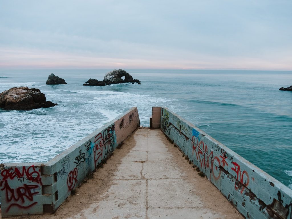 Sutro Baths with graffiti