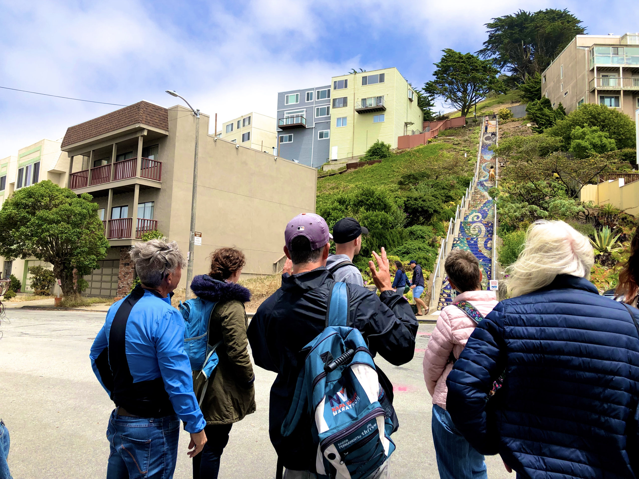 tour goers at a 16th Avenue Tiled Steps tour in San Francisco