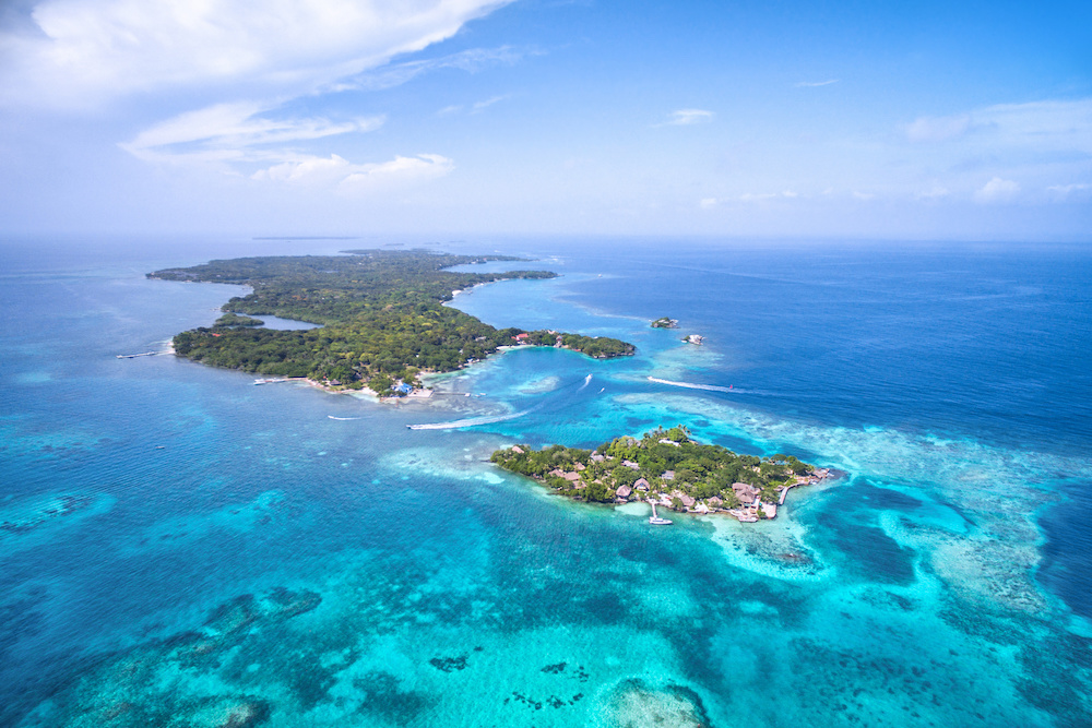 Aerial view of Rosario Islands in Cartagena de Indias