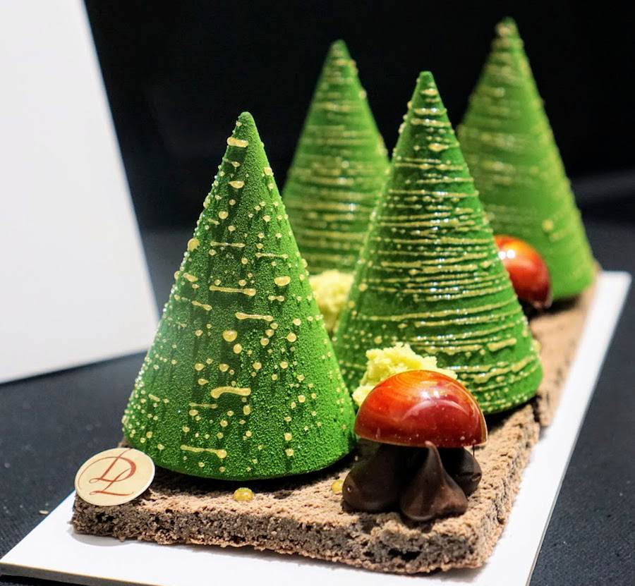 Christmas trees made from chocolate by a Parisian confectioner