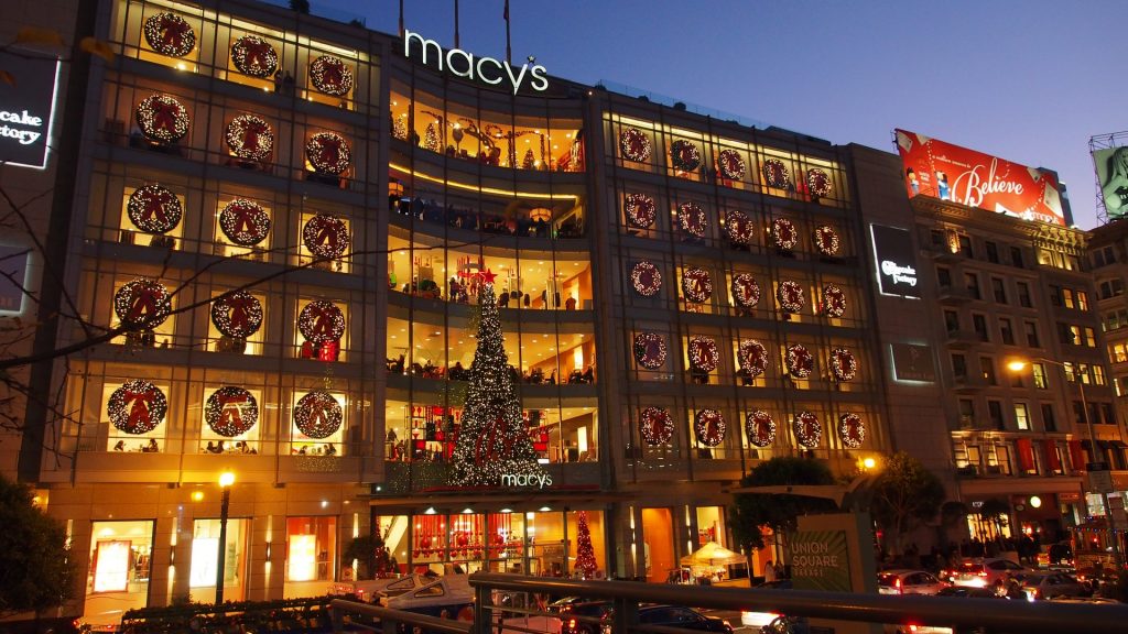 Macy's Christmas display in San Francisco in December