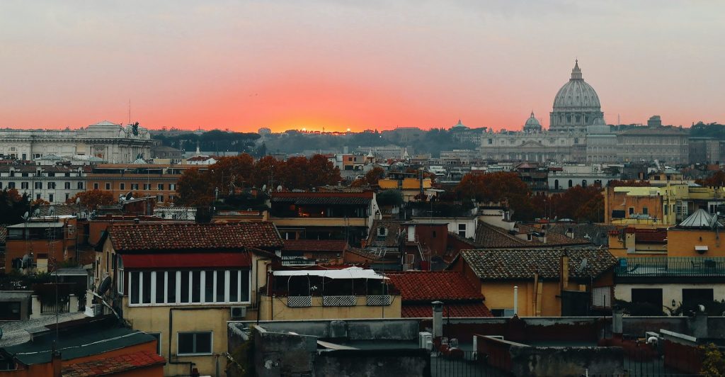 Skyline view of Rome with the basilica