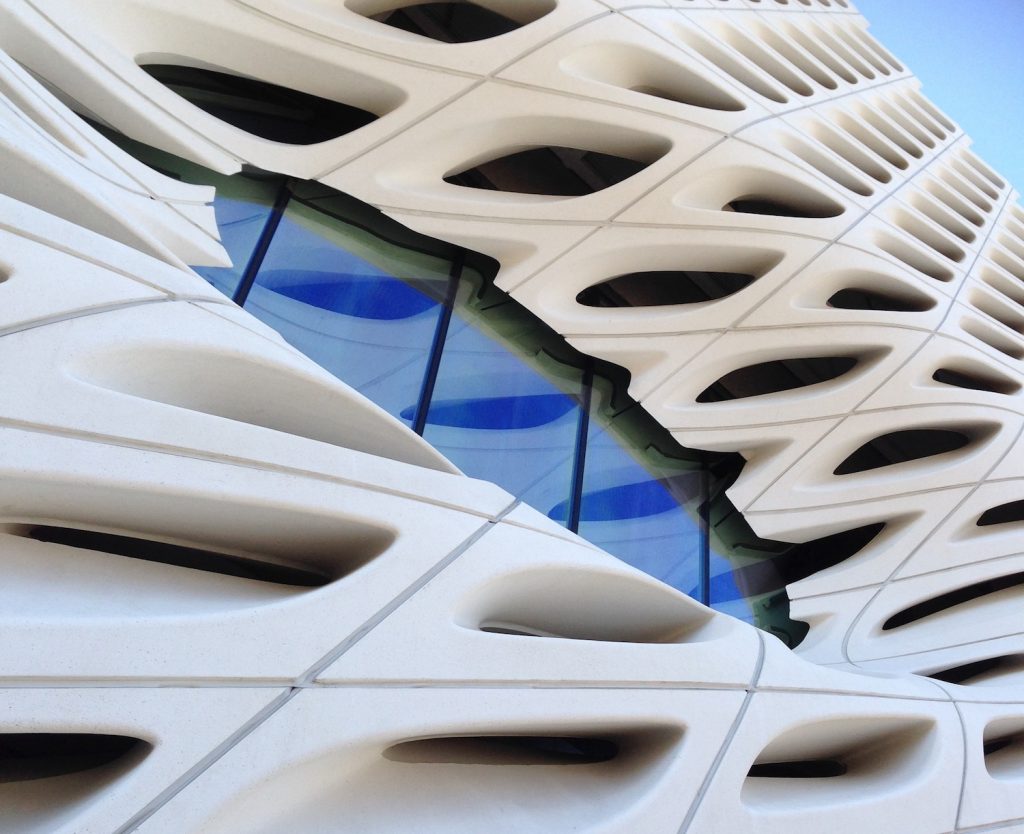 Closeup of The Broad architecture in downtown LA