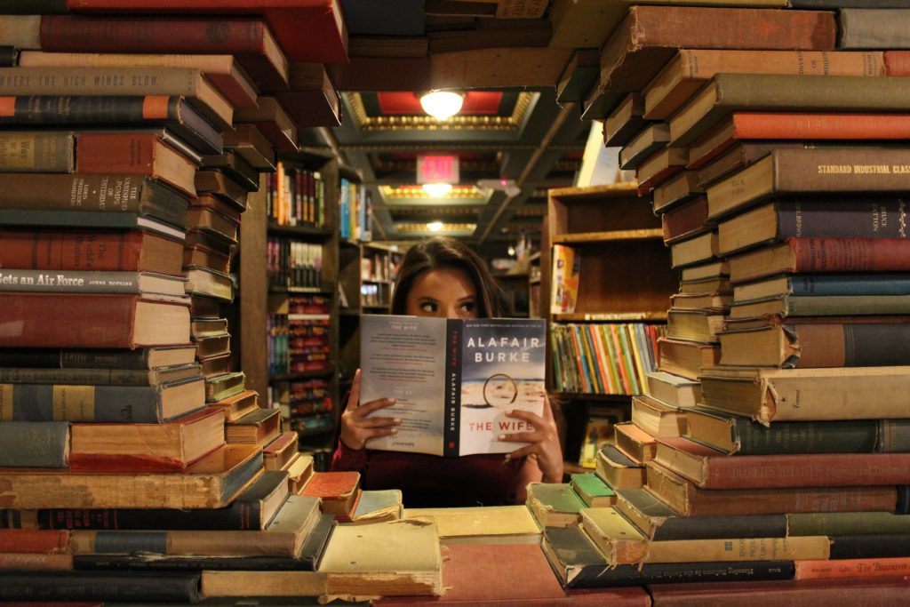 The Last Bookstore book window for Instagram tour of DTLA