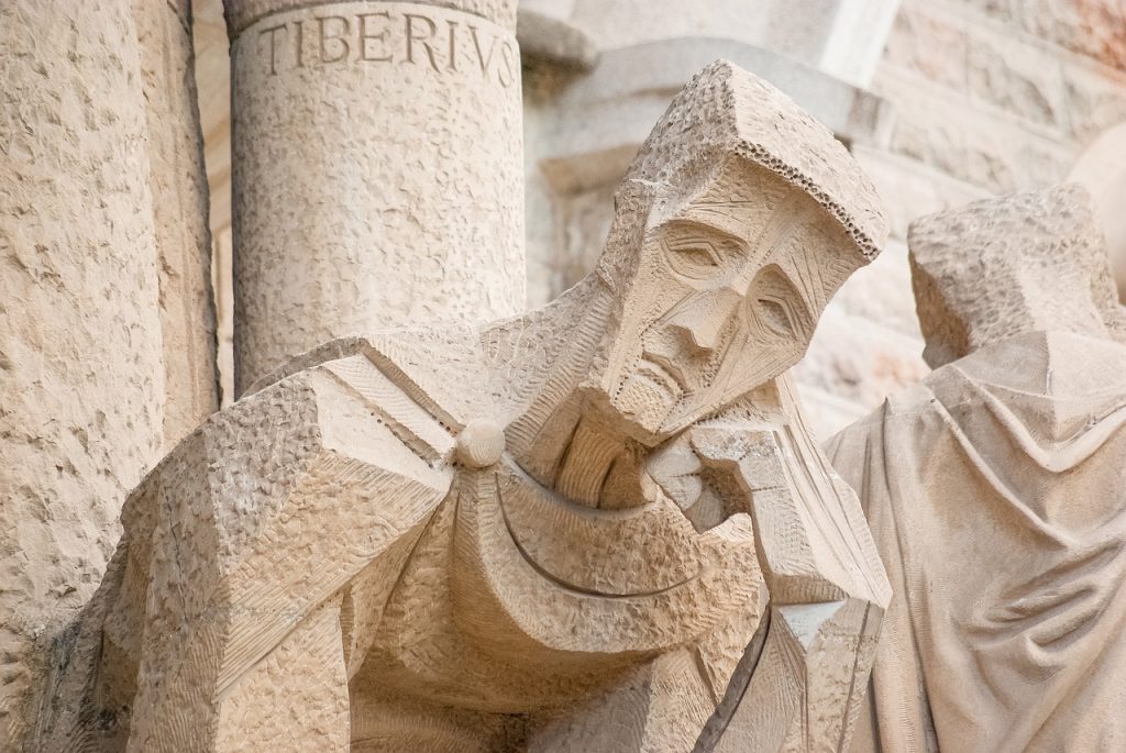 Sagrada Familia statue carved into the facade