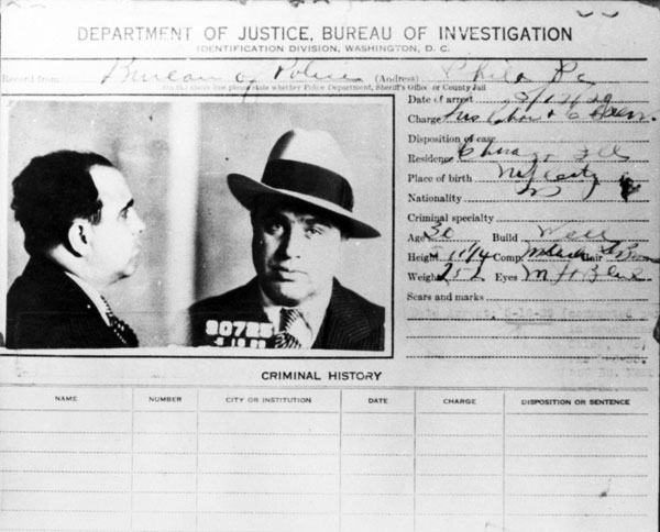 Capone arrest card
