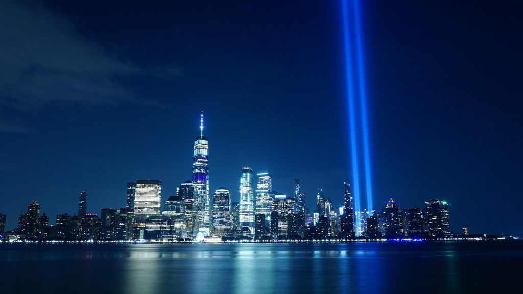 Tribute in Light on September 11th anniversary at Ground Zero in New York