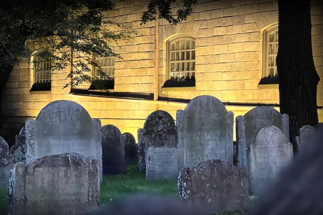 Kings Chapel cemetery on Boston ghost tour