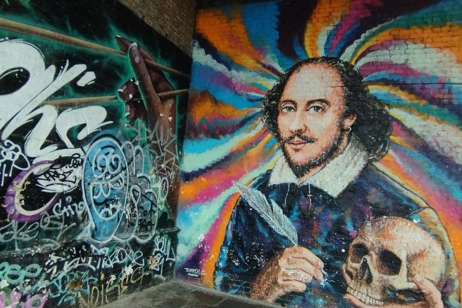 Shakespeare street art in South Bank London