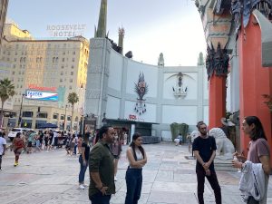 Tour group in learning about Hollywood and LA theaters