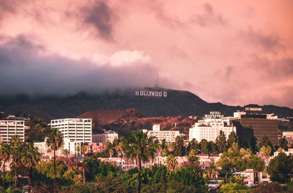 Hollywood Sign with clouds
