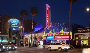 Hollywood at night