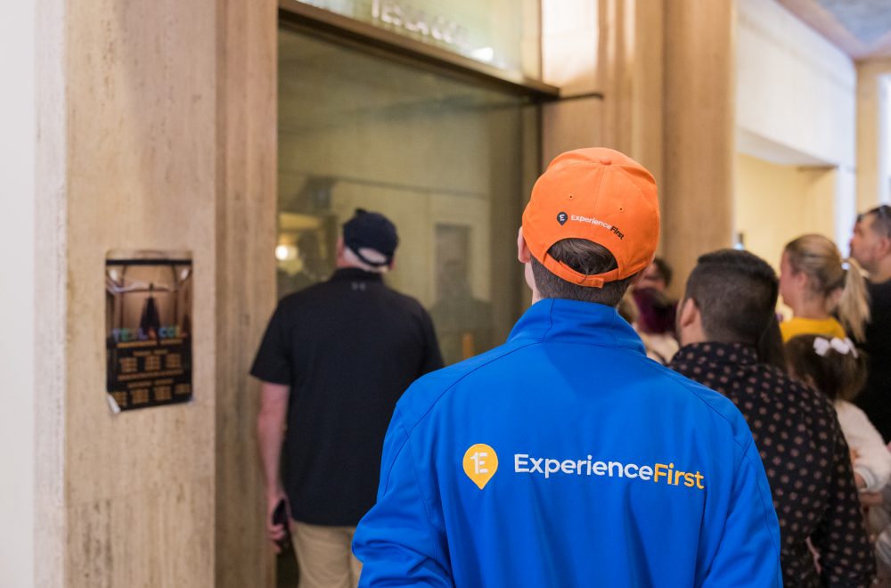 Back image of tour guide inside Griffith Observatory