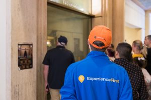 Back image of tour guide inside Griffith Observatory