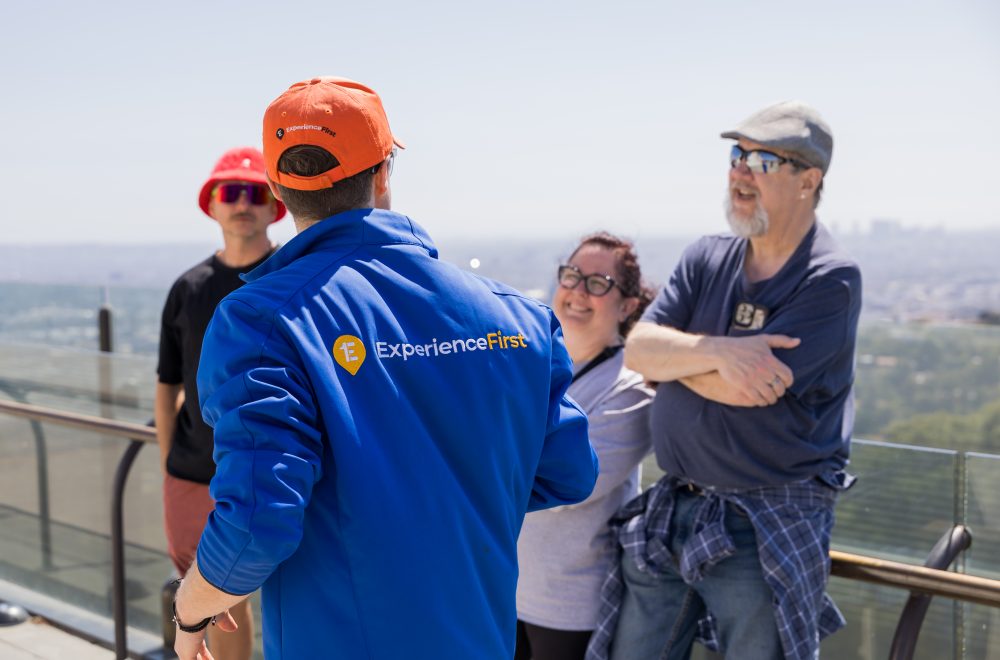 Tour Guide and guests outside of Griffith Observatory Guided Tour