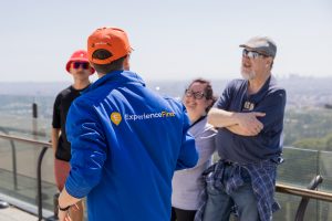 Tour Guide and guests outside of Griffith Observatory Guided Tour