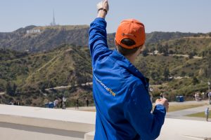 Tour Guide with scenery in Griffith Observatory Guided Tour