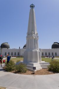 Vertical shot of Astronomers Monument at Griffith Observatory