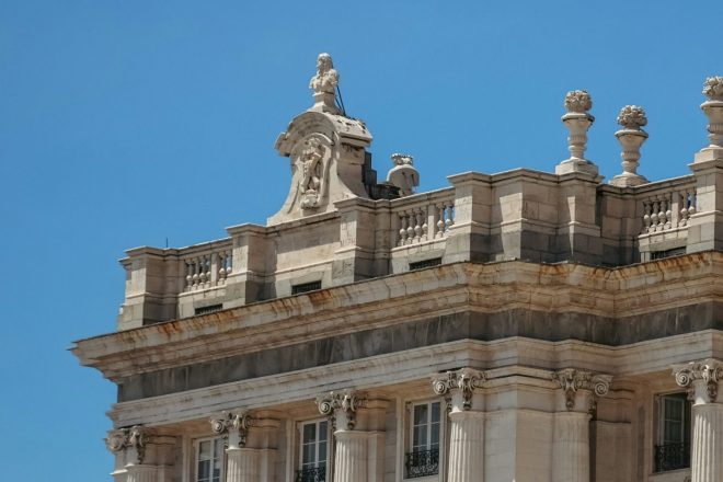 closeup of Spanish architecture seen on Madrid walking tour