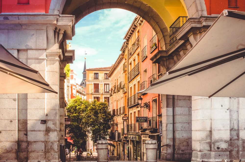arch with view into Plaza Mayor on guided highlights tour of Madrid