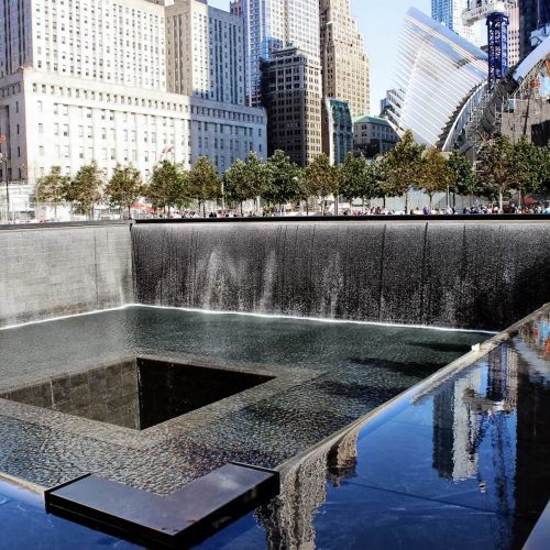 fountain at the 9/11 Memorial at Ground Zero NYC