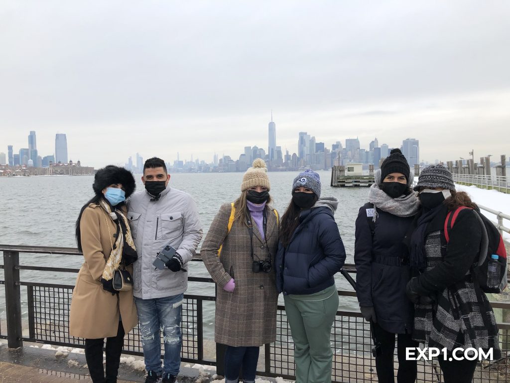 Group photo Statue of Liberty and Ellis Island Tour on 14 February 2021 with Chris